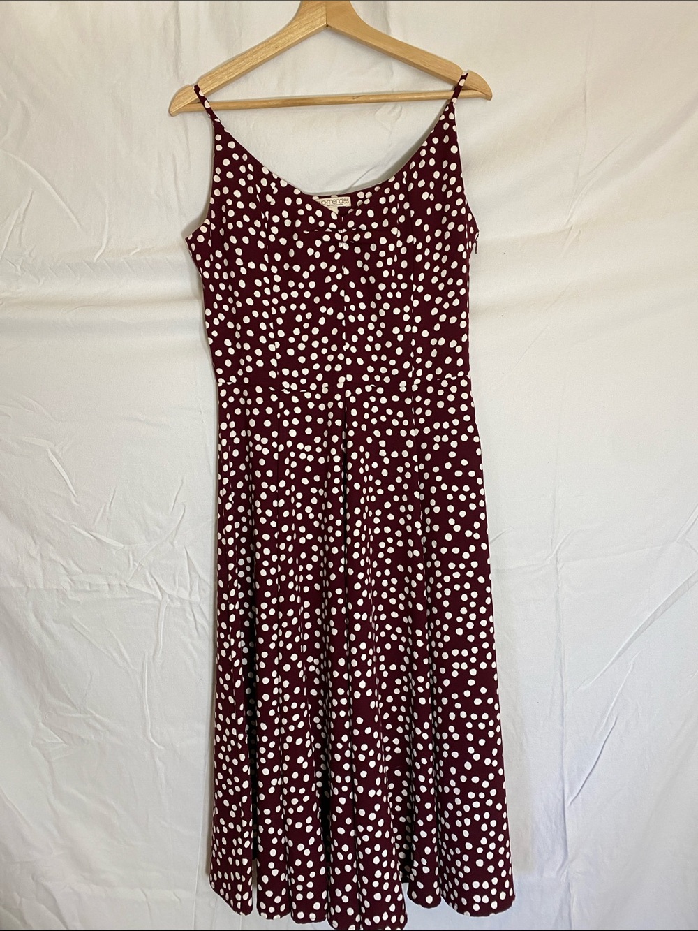 Eva Mendez Cranberry and White Polka Dot Dress